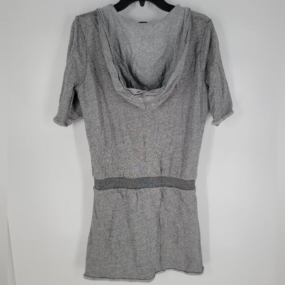 ATM Anthony Thomas Melillo Grey Short Sleeve Hooded Sweater Mini Dress M - Picture 6 of 6